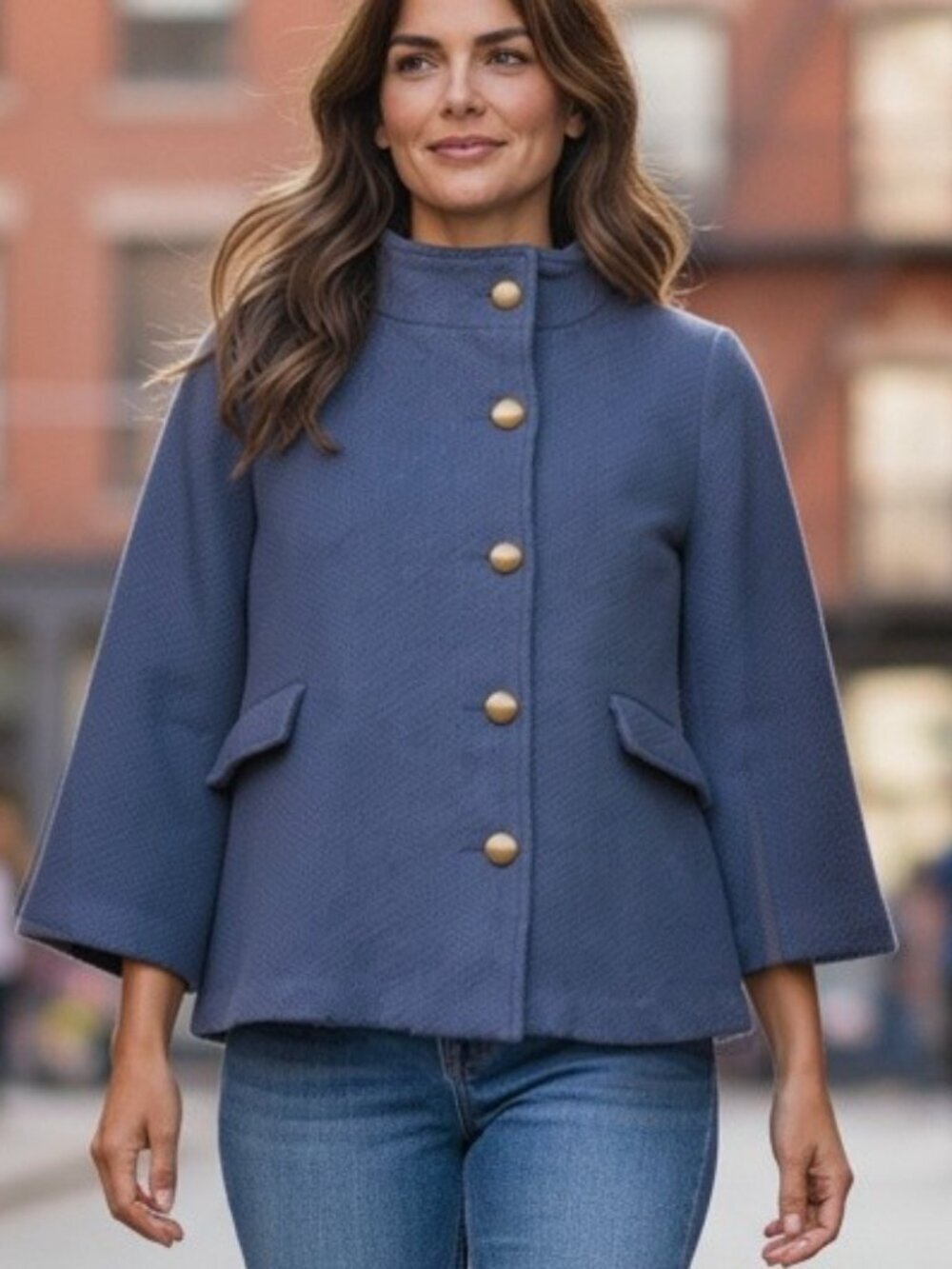 Rachel Mara "Rare" Wool-blend Military Style Cardigan/Jacket